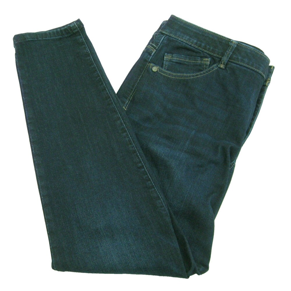 Democracy Blue Jeans Womens Size 12 34x28 Dark Denim Pants 5 Pockets Zipper Fly
